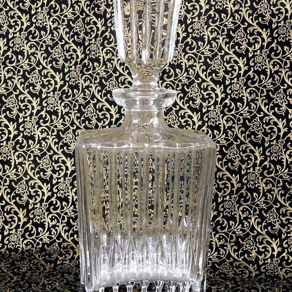 Heavy Cut Crystal Rectangular Decanter with Vertical Cut Design # 25781 - Picture 1 of 4